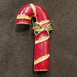 Charter Club enamel candy cane brooch